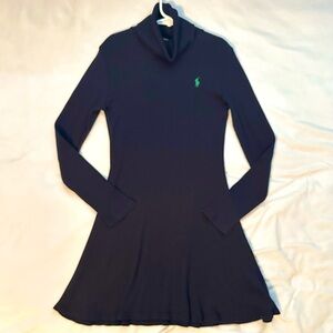 Polo Ralph Lauren Kids Navy Blue Ribbed Cotton Turtleneck Dress Girls M 8-10